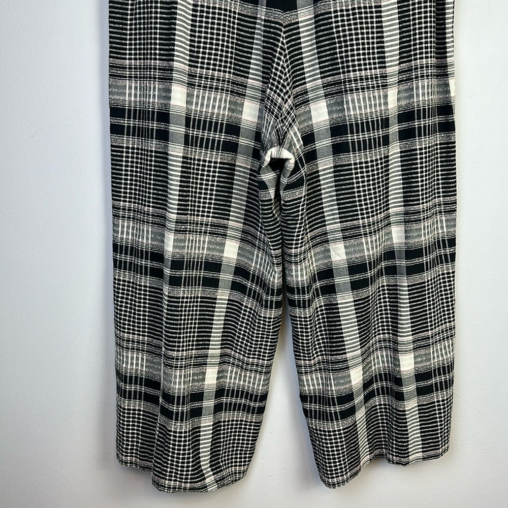 Anthropologie Luca Wide Leg Pant Sz 14 High Waist Pockets Cropped Plaid Textured - Picture 13 of 16